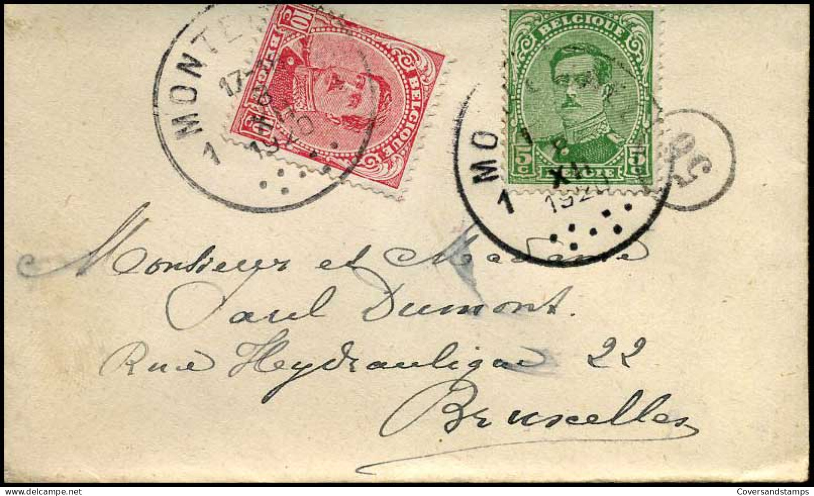 Kleine Envelop / Petite Enveloppe Naar Bruxelles, Met N° 137 + 138 - 1915-1920 Alberto I