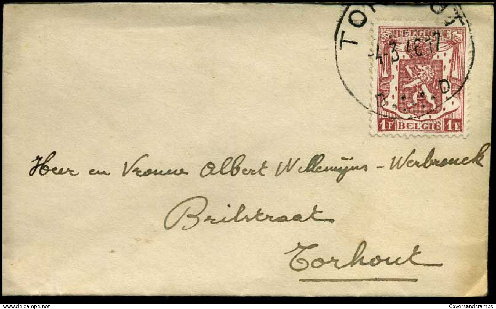 Kleine Envelop / Petite Enveloppe Met N° 715 - 1935-1949 Small Seal Of The State