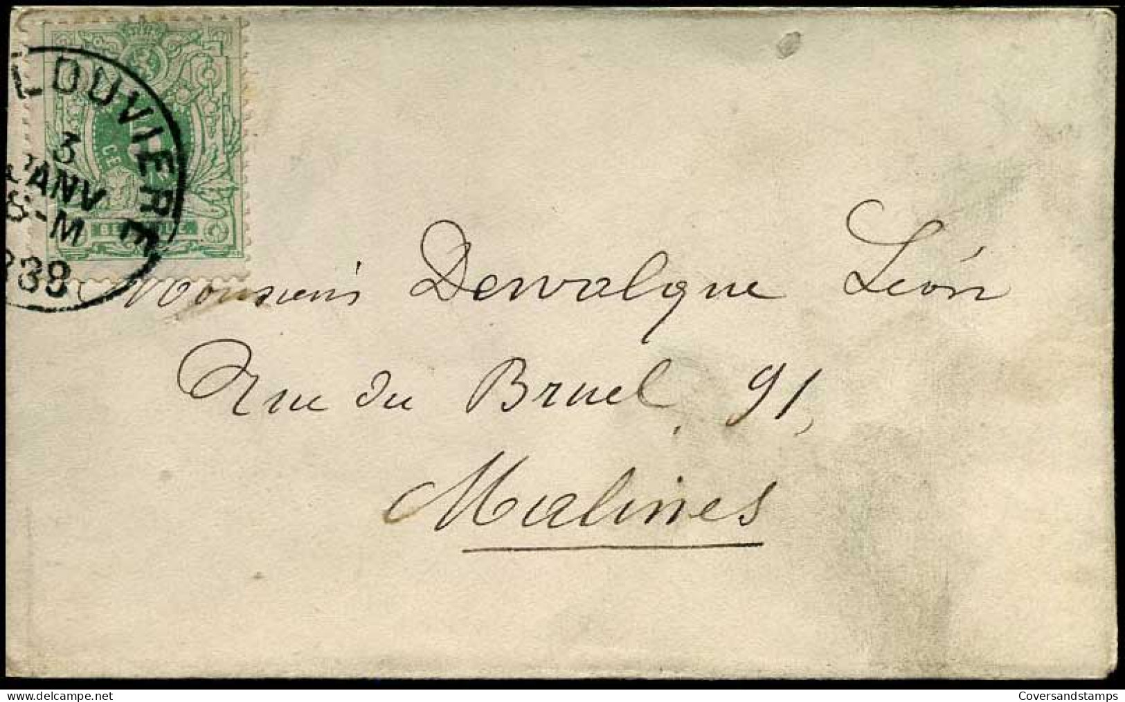 Kleine Envelop / Petite Enveloppe Met N° 45 - 1869-1888 Lion Couché (Liegender Löwe)