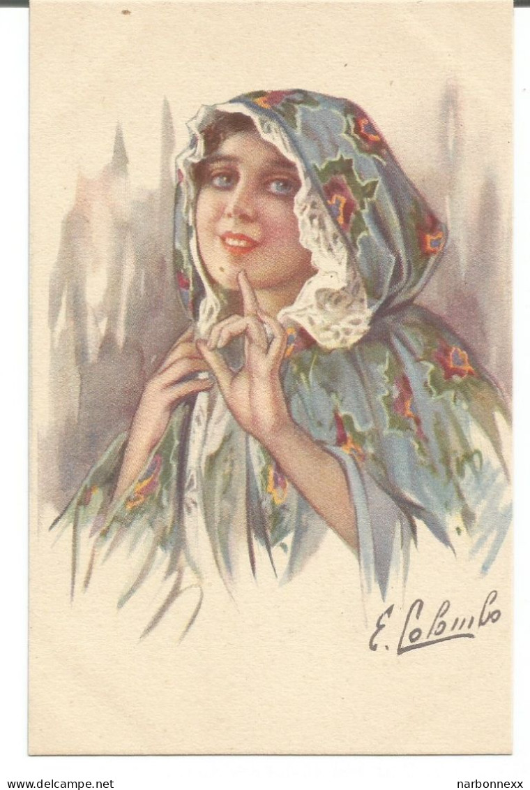 Colombo.  982-3.  Très Belle Carte. Femme Avec Cape Bleue Fleurie - Colombo, E.