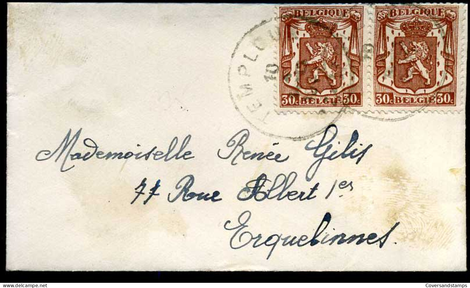 Kleine Envelop / Petite Enveloppe Met N° 2 X 424 - 1935-1949 Petit Sceau De L'Etat
