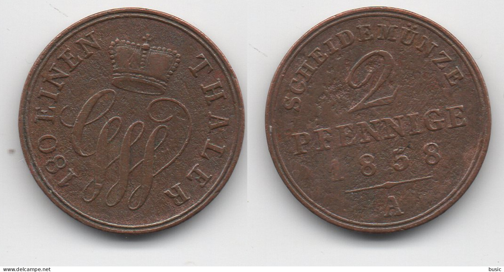 +  2 ,PFENNIGE 1858 A + SCHAUMBURG - LIPPE + - Monedas Pequeñas & Otras Subdivisiones