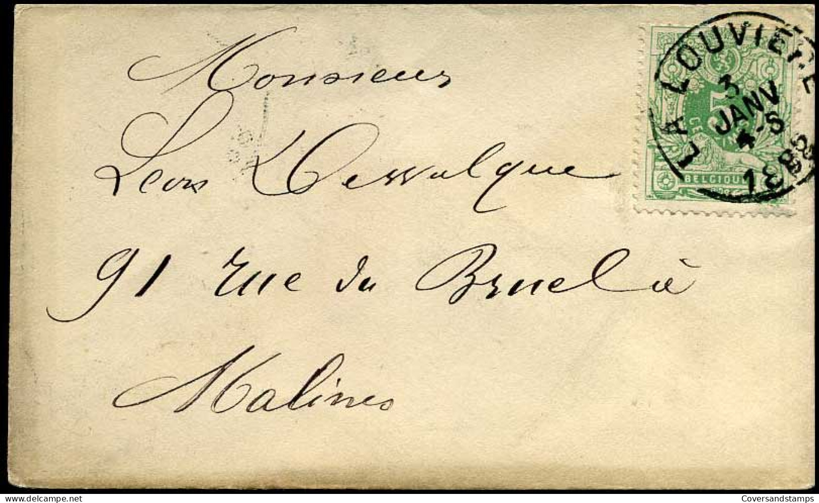 Kleine Envelop / Petite Enveloppe Met N° 45 - 1869-1888 Lion Couché (Liegender Löwe)