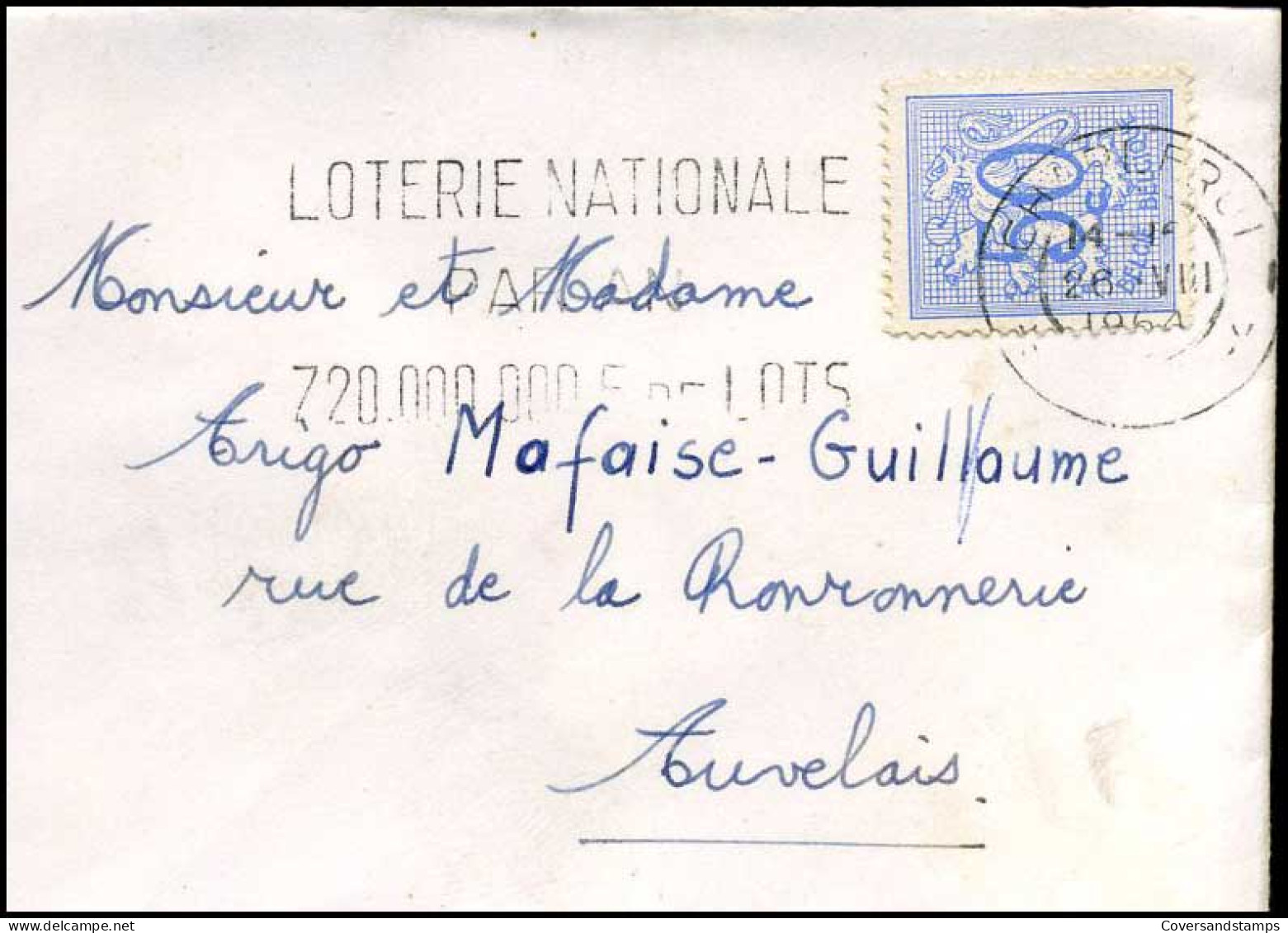 Kleine Envelop / Petite Enveloppe Met N°  854 -- "Loterie Nationale" - 1951-1975 Heraldischer Löwe (Lion Héraldique)