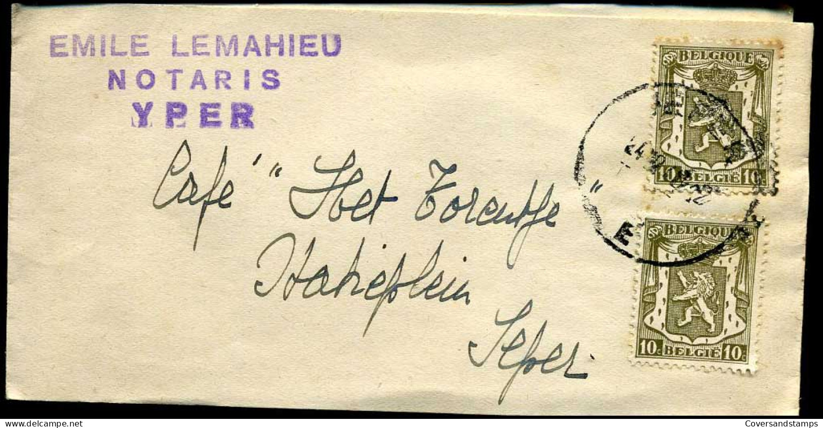 Kleine Envelop / Petite Enveloppe Met N° 2 X 420 - 1935-1949 Small Seal Of The State