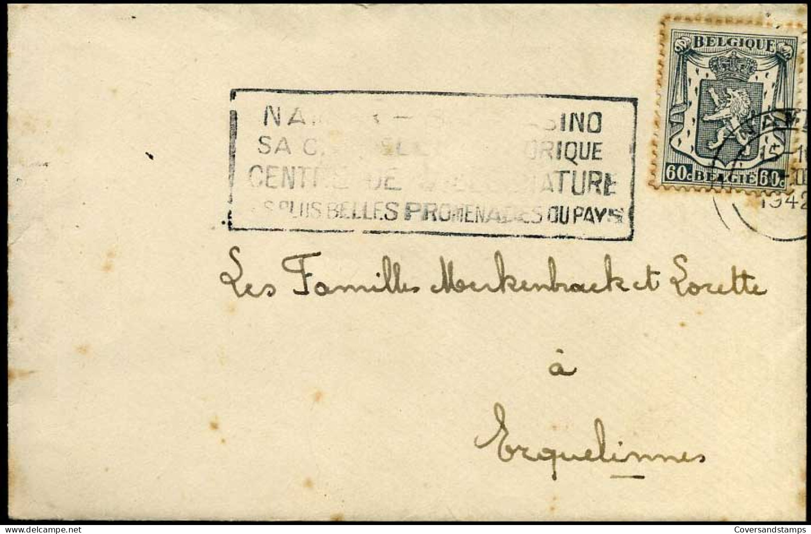 Cover Naar Erquelinnes - Met N° 527 - 1935-1949 Petit Sceau De L'Etat