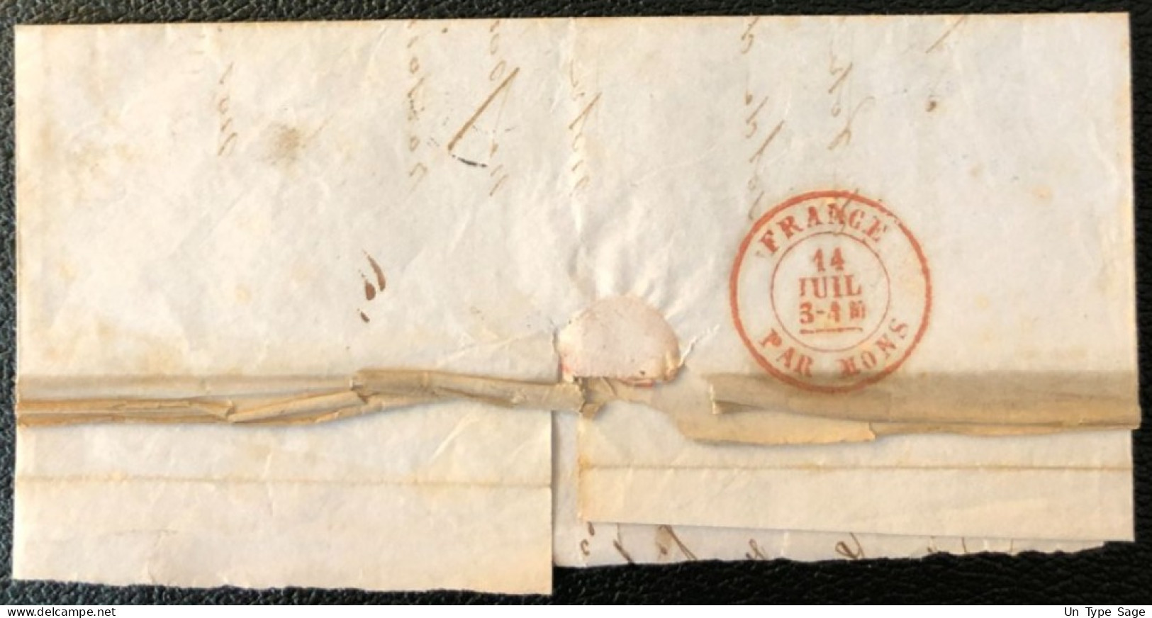 France, TAD D'entrée FRANCE PAR MONS Sur Grand Fragment De Lettre DeMaubeuge 14.7.1854 - (A360) - Entry Postmarks