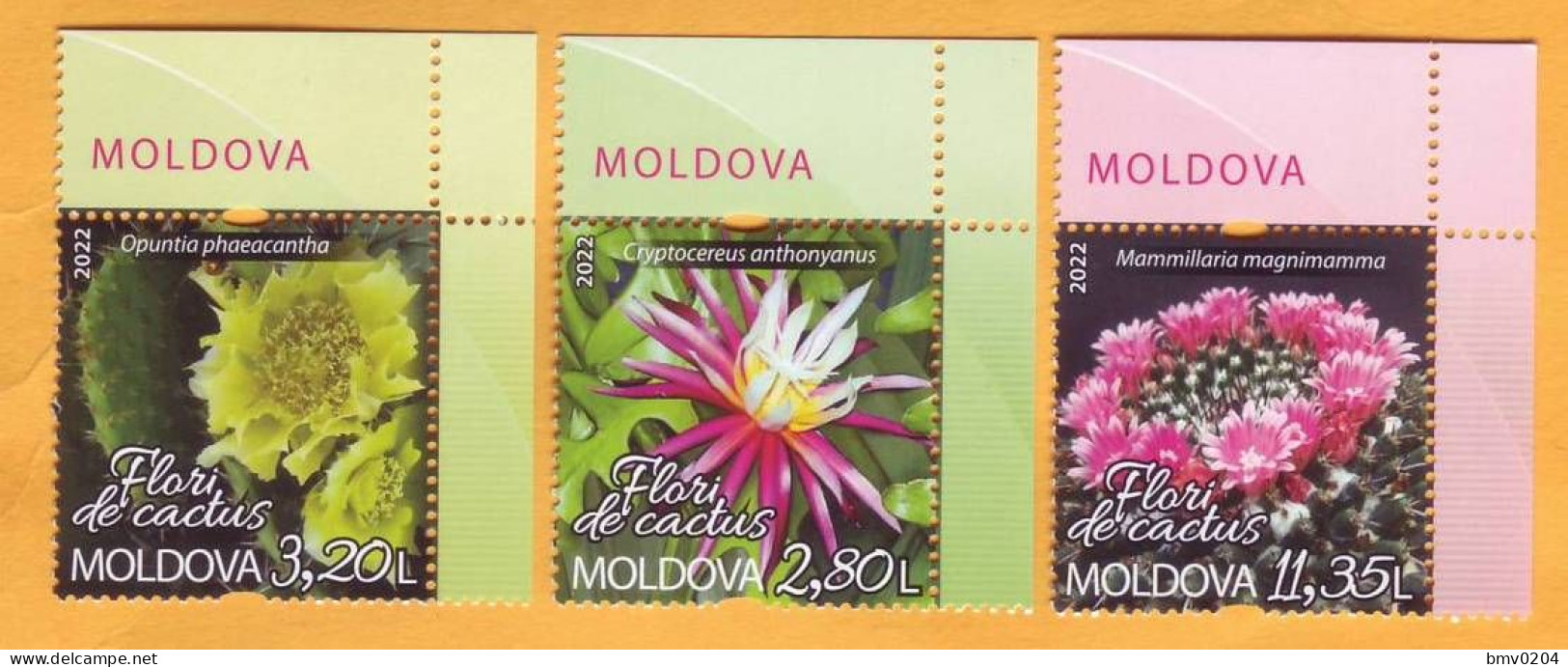 2022  Moldova  „Flora. Cactus Flowers From Botanical Garden.” Set  3v Mint - Moldavie