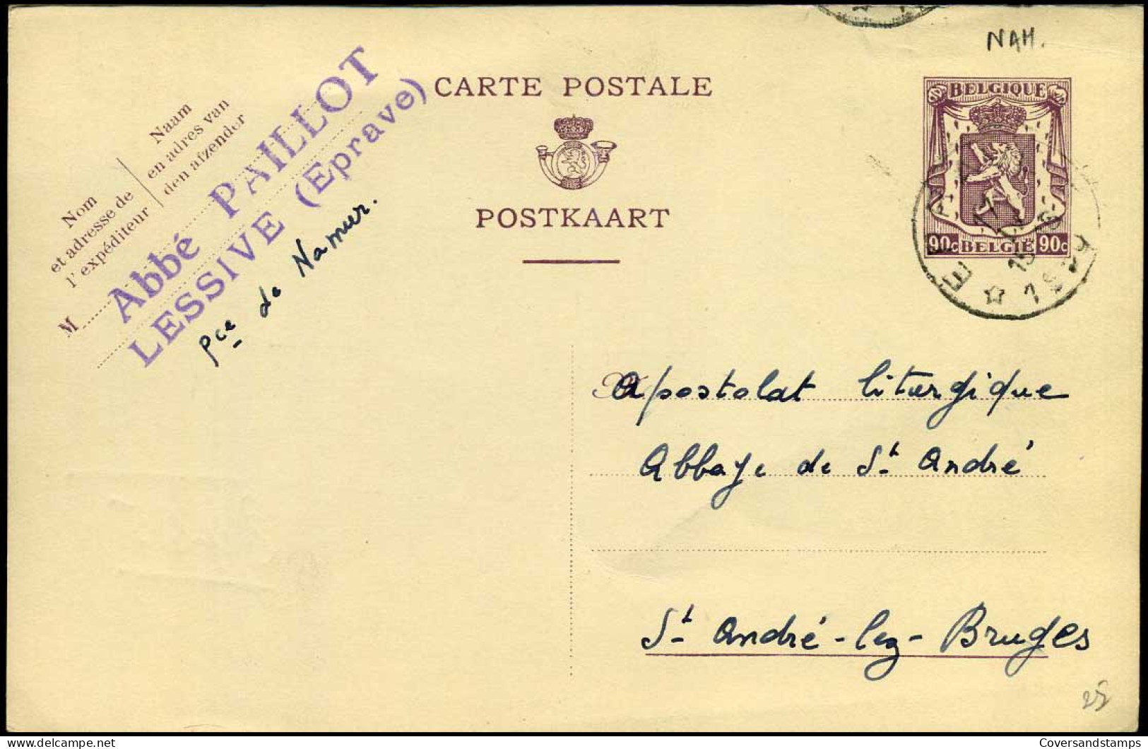 Postkaart :  Van Lessive Naar Bruges -- "Abbé Paillot, Lessive" - Cartes Postales 1934-1951