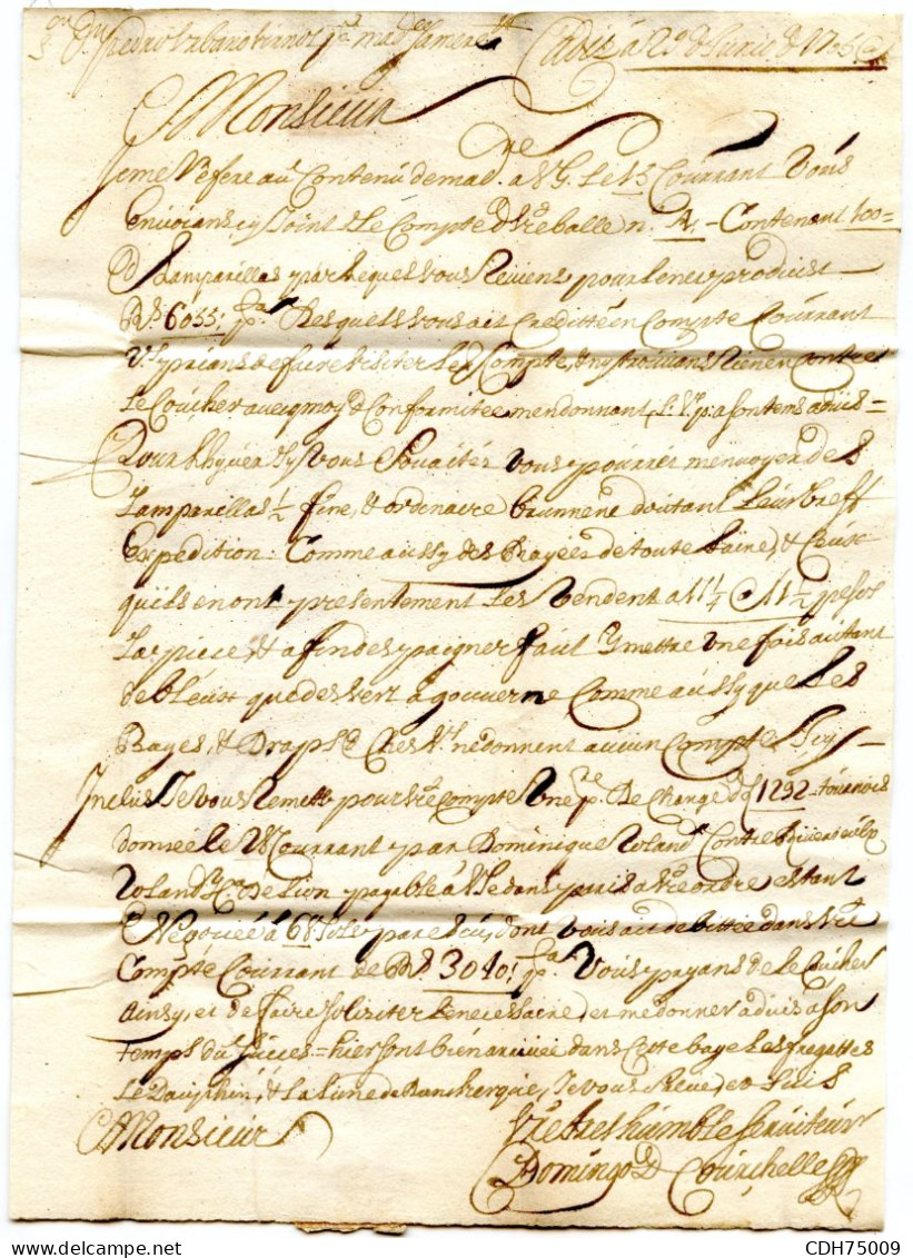 ESPAGNE - D'ANDALOUSIE MANUSCRIT + TAXE 16 SUR LETTRE AVEC CORRESPONDANCE DE CADIX POUR LILLE, 1705 - ...-1850 Voorfilatelie