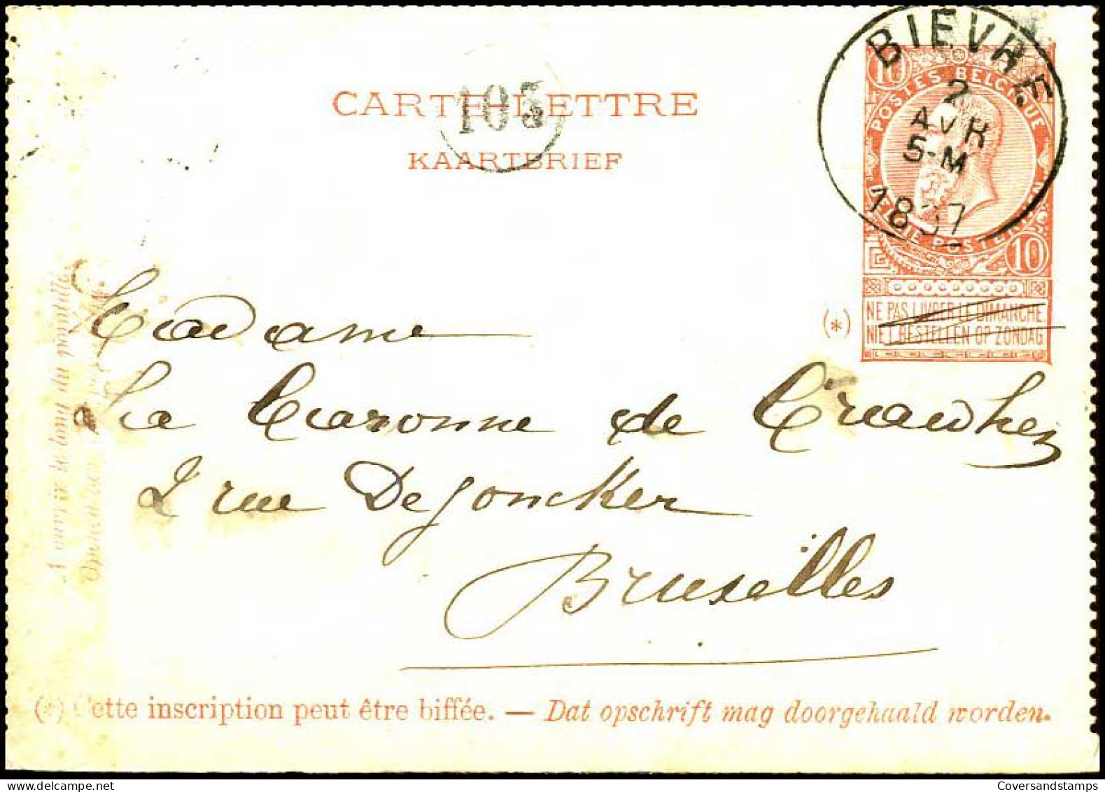 Kaartbrief / Carte-Lettre Front 1897 - Letter Covers
