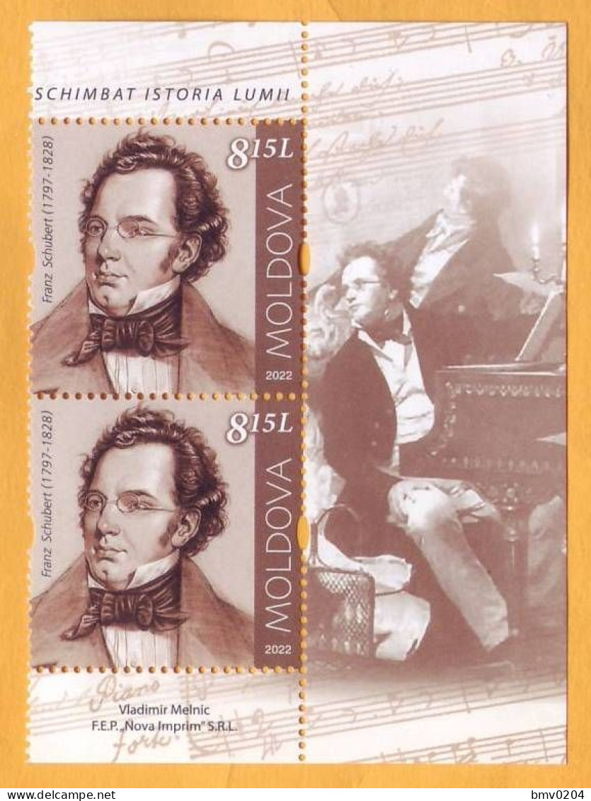 2022  Moldova Personalities Who Changed The World History Franz Peter Schubert (1797-1828), Austrian Composer. 2v Mint - Moldavie