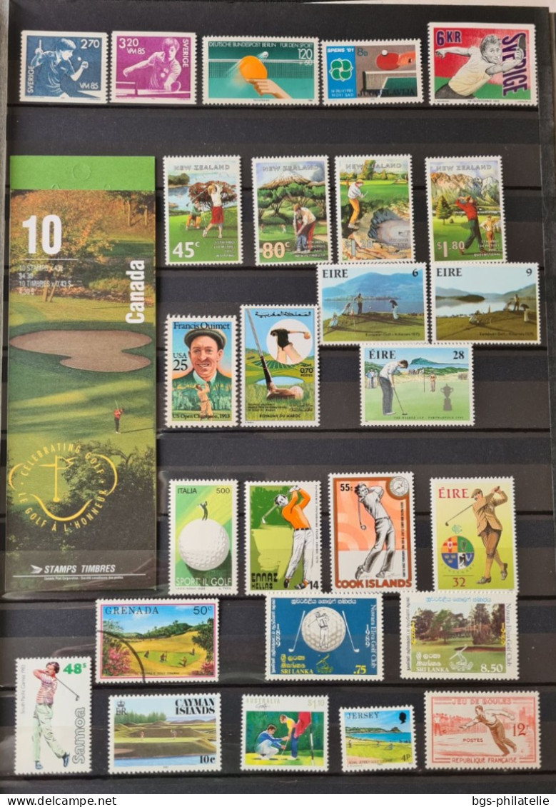 Collection de timbres sur le thème du Sport.