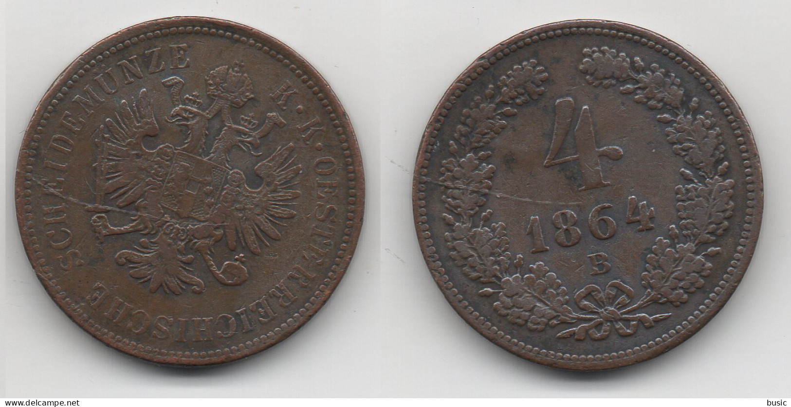 +  4 KREUZER 1864 + - Austria