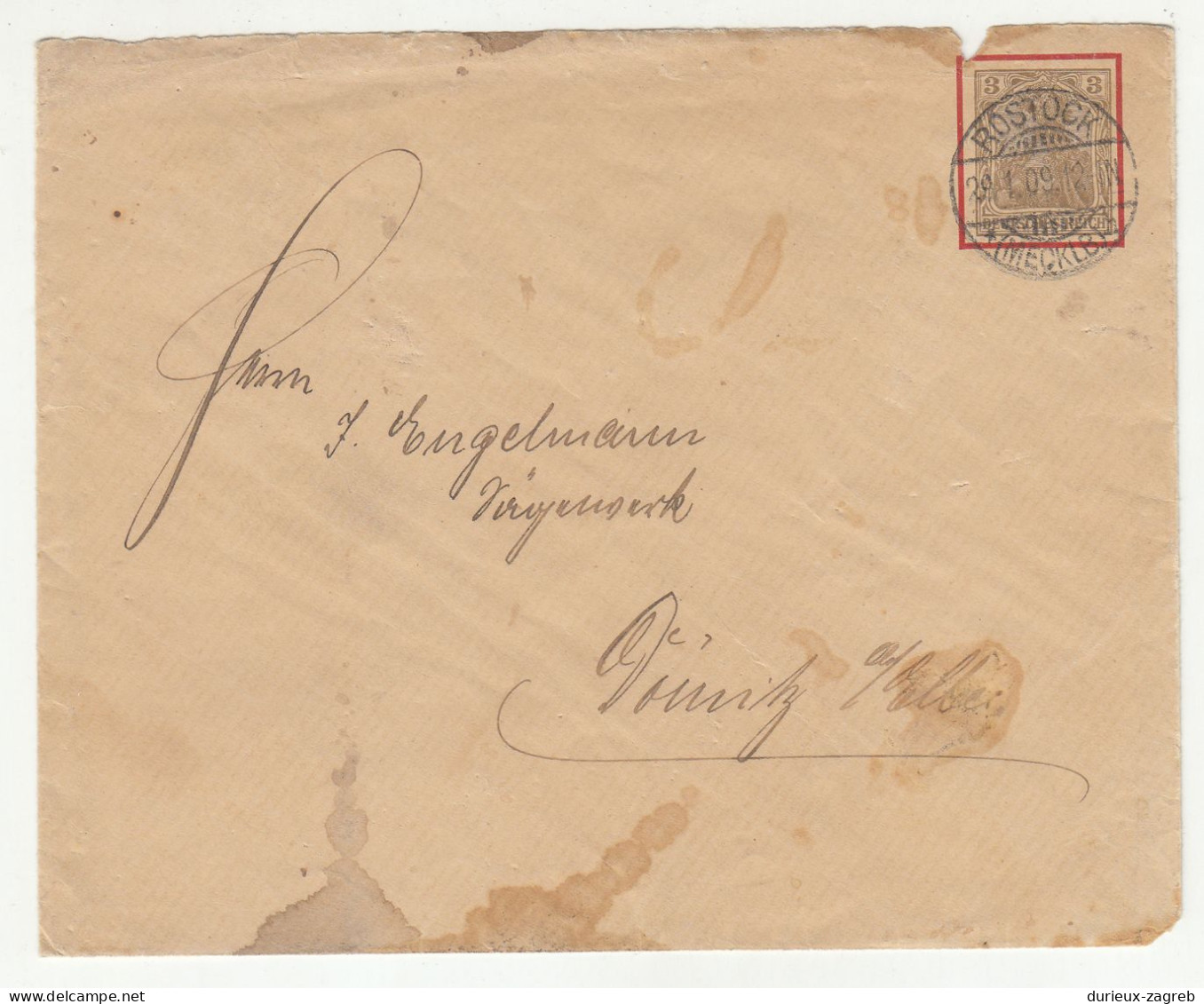 Germany Postal Stationery Letter Cover Posted 1909 Rostock  B240401 - Enveloppes