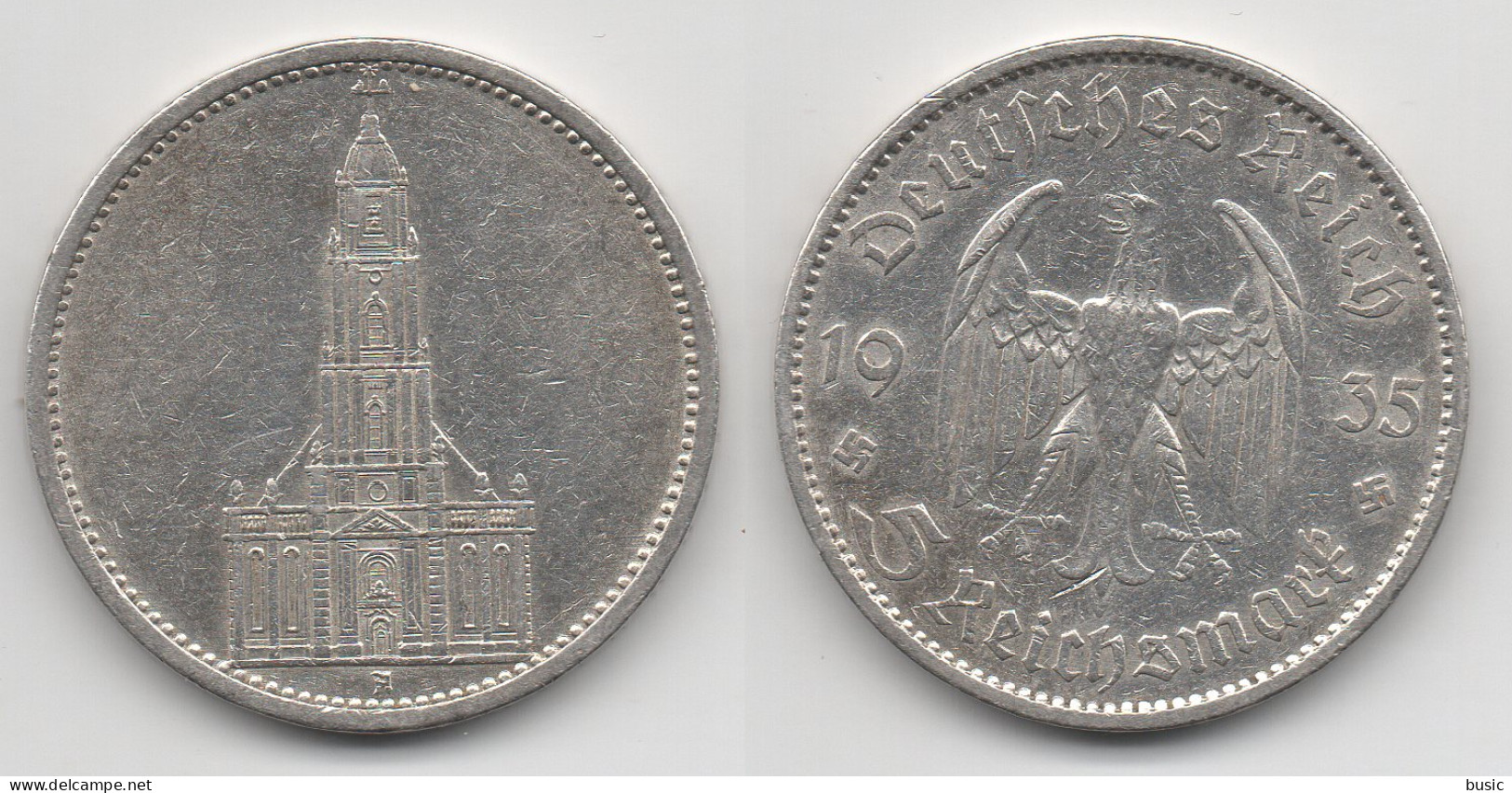 +  5 MARKS 1935 A  + EGLISE DE LA GARNISON DE POTSDAM + - 5 Reichsmark