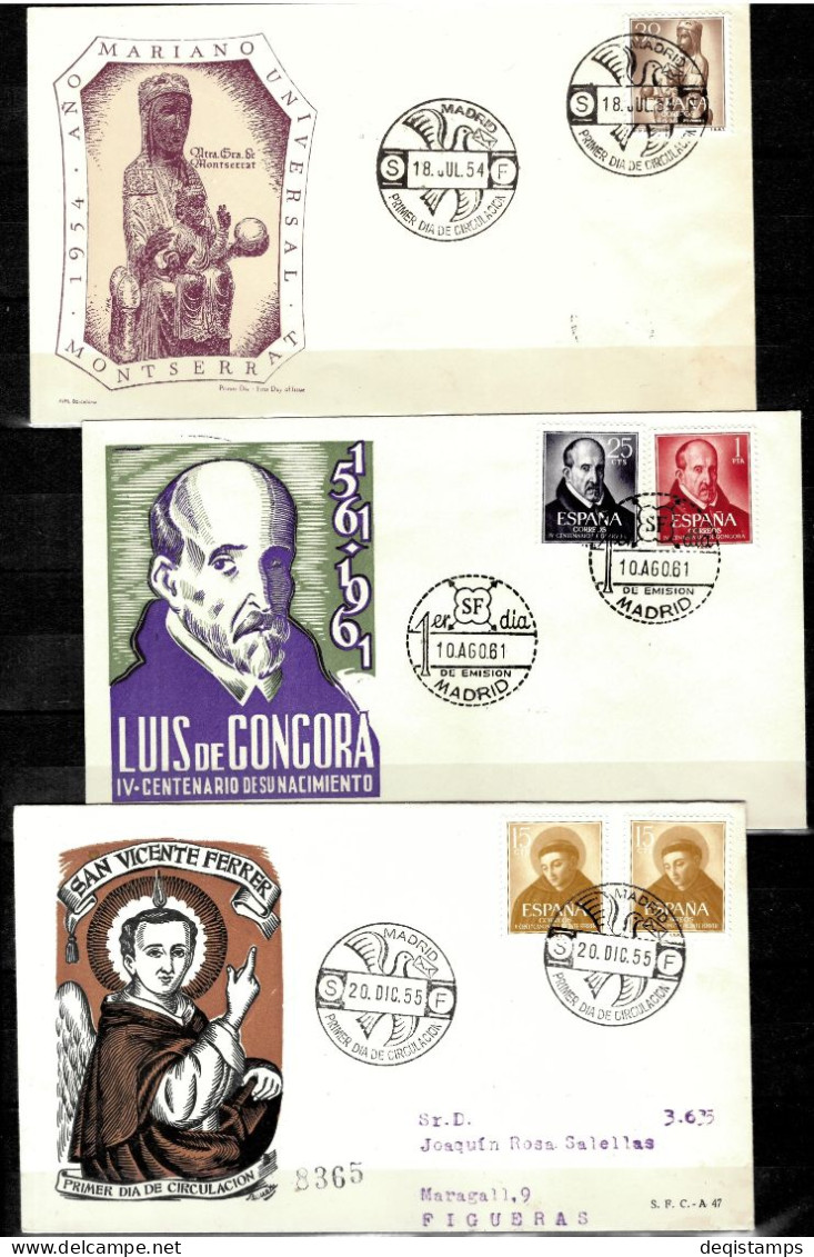 Spain Year 1954 / 61 First Day Covers - FDC
