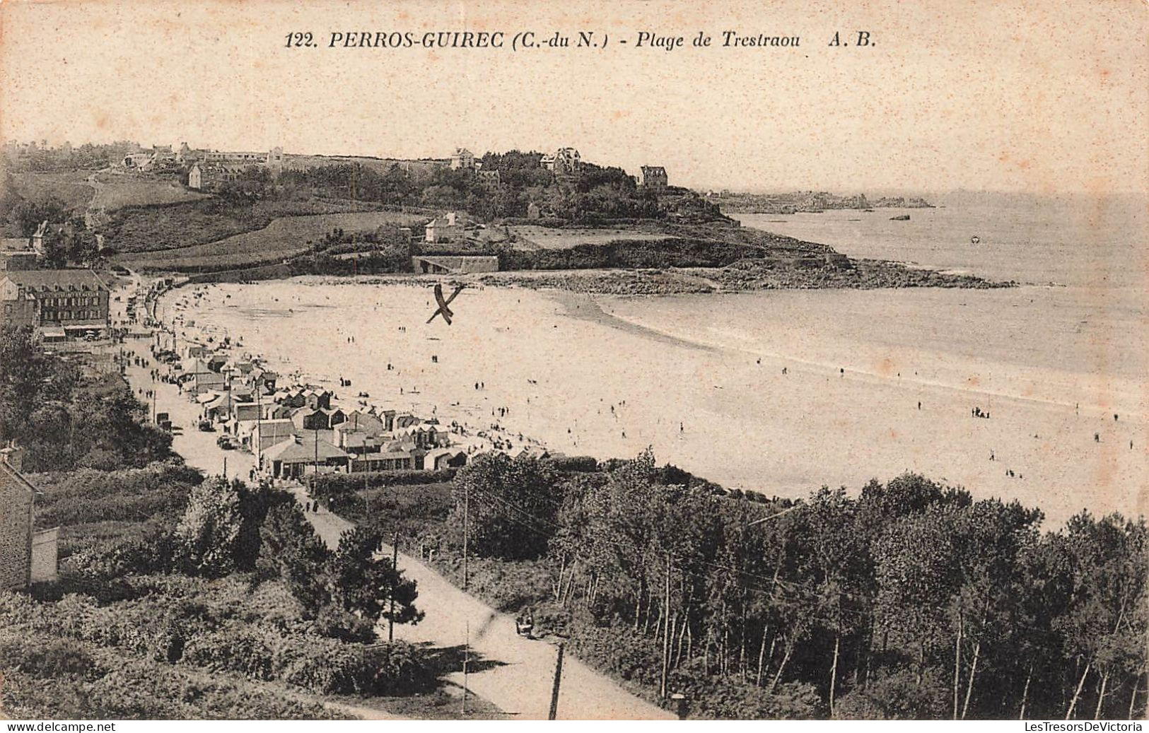 FRANCE - Perros Guirec (C Du N) - Vue Sur La Plage De Trestraou - A B - Vue Sur La Mer - Animé - Carte Postale Ancienne - Perros-Guirec