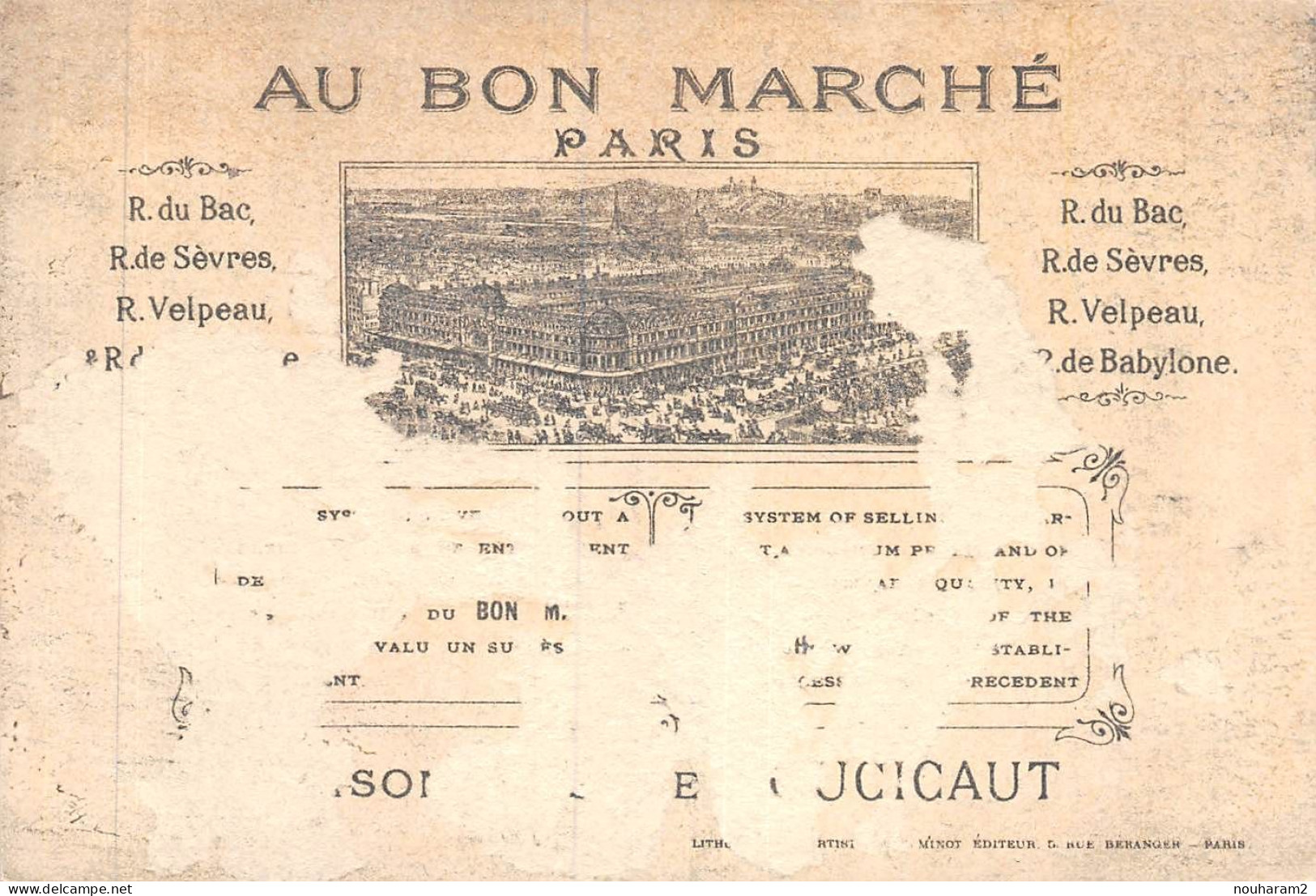 MA-2024-010. MAGASIN AU BON MARCHE PARIS. GARDE CERISES PIERROT - Au Bon Marché