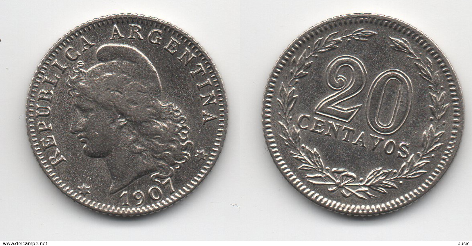 +  20 CENTAVOS 1907 + - Argentine