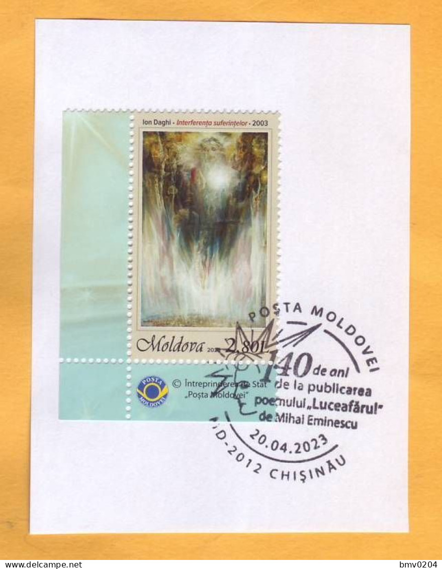 2023  Moldova  Special Postmark „140 Years Since The Publication Of ”Luceafărul” Poem Of Mihai Eminescu” Envelope Clippi - Moldavie