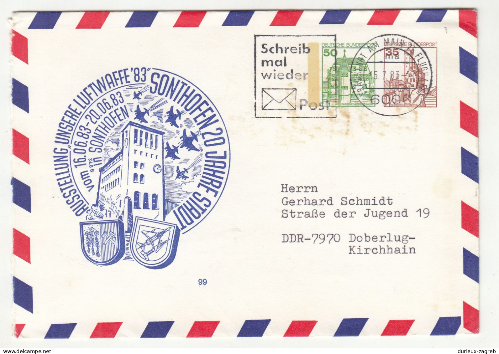 Luftwaffe '83 Sonthofen Illustrated Postal Stationery Letter Cover Posted 1983 B240401 - Buste - Usati