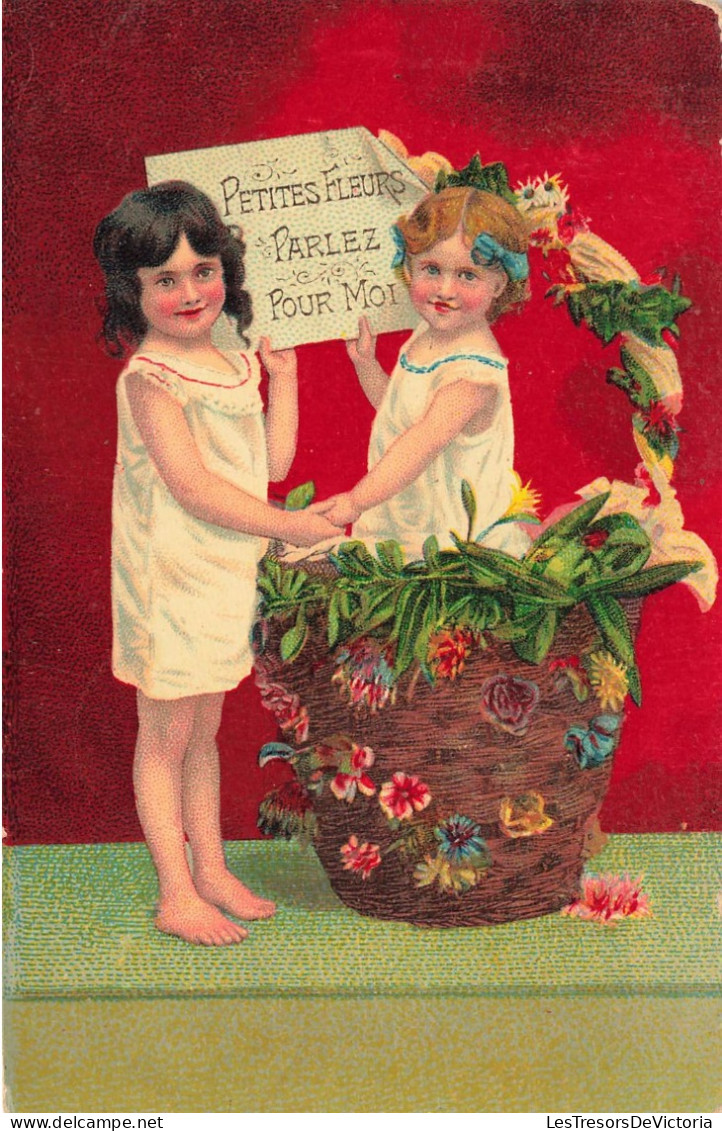 ENFANTS - Dessins D'enfants - Petites Fleurs - Parlez Pour Moi - Jeunes Filles - Carte Postale Ancienne - Dibujos De Niños