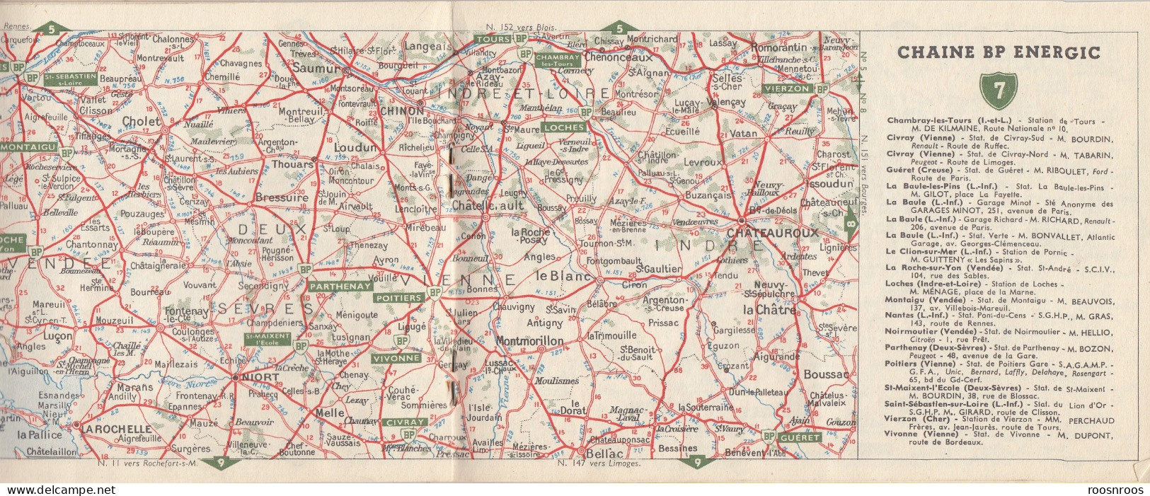 LIVRET LES ROUTES DE FRANCE AU 1/300 000  - CHAINE BP ENERGIC - LISTE DES STATIONS  ESSENCE BP 1953 - Wegenkaarten