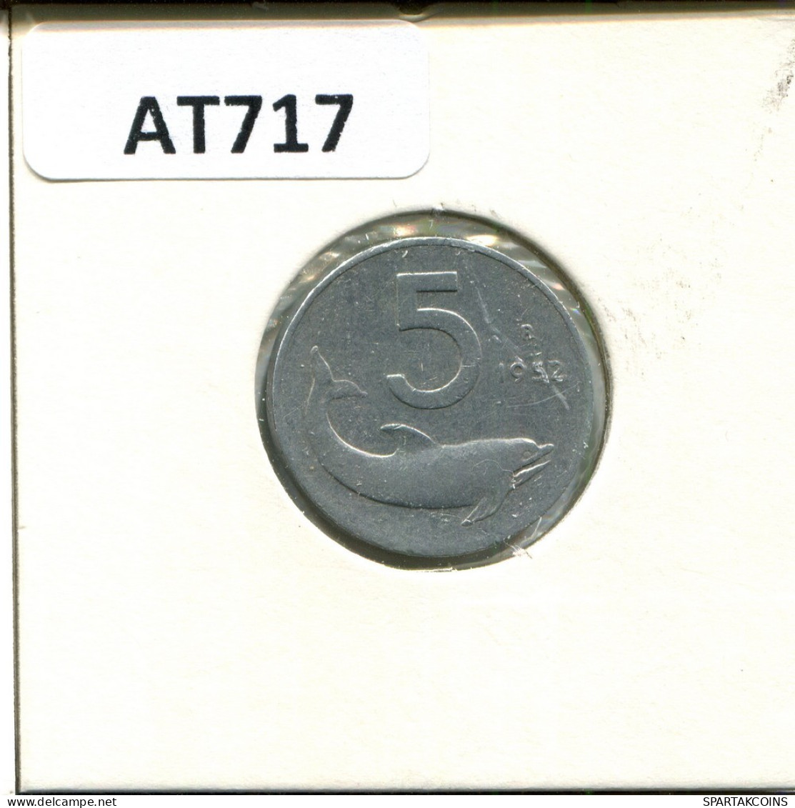 5 LIRE 1952 ITALIA ITALY Moneda #AT717.E.A - 5 Liras