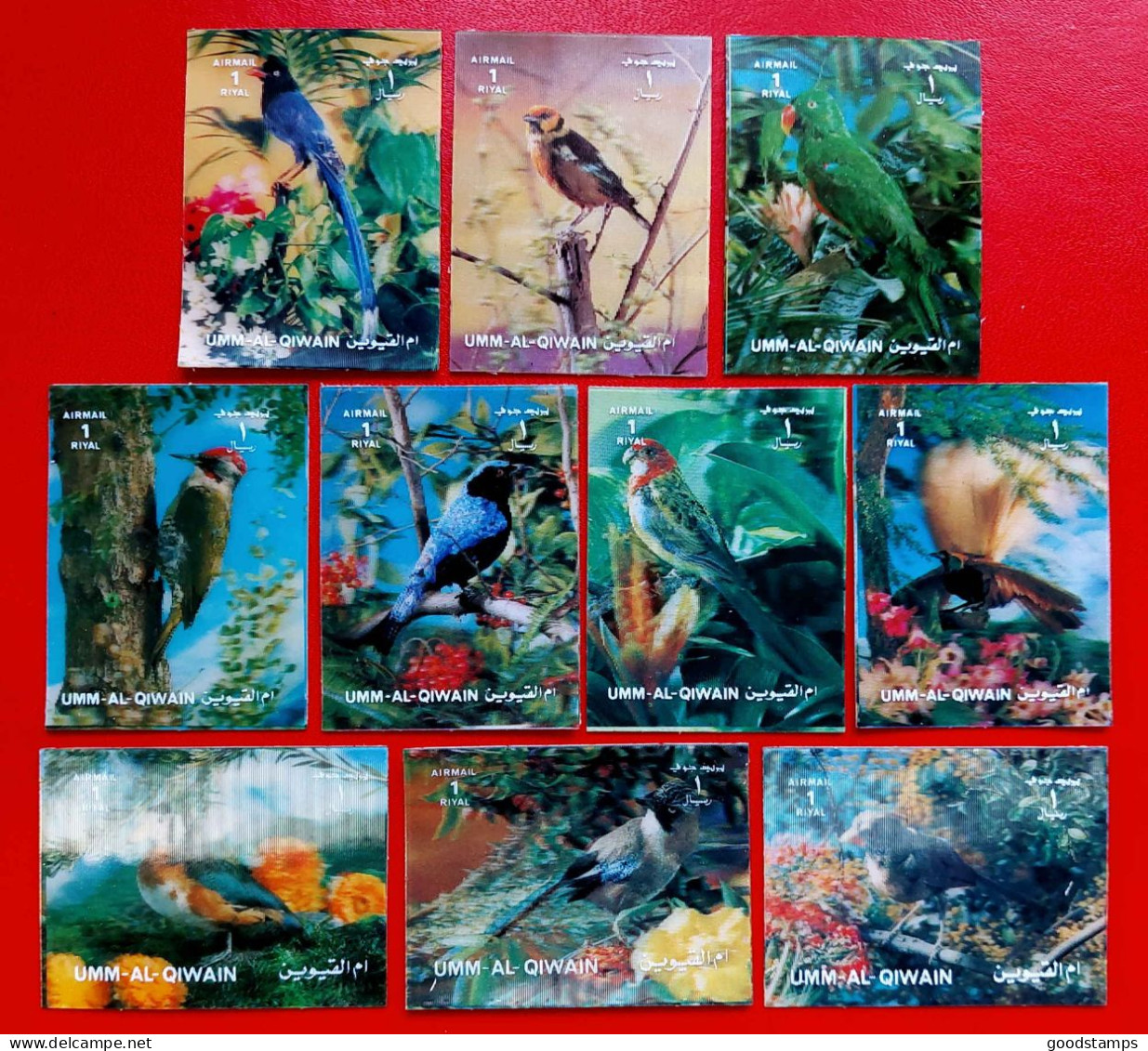 1972 UMM Al Qiwain, "Birds" 3D Stamps 5.20x4.00 Cm, Full Set ( 10 Values) , Mi. 1589/1598 ,MNH - Umm Al-Qaiwain