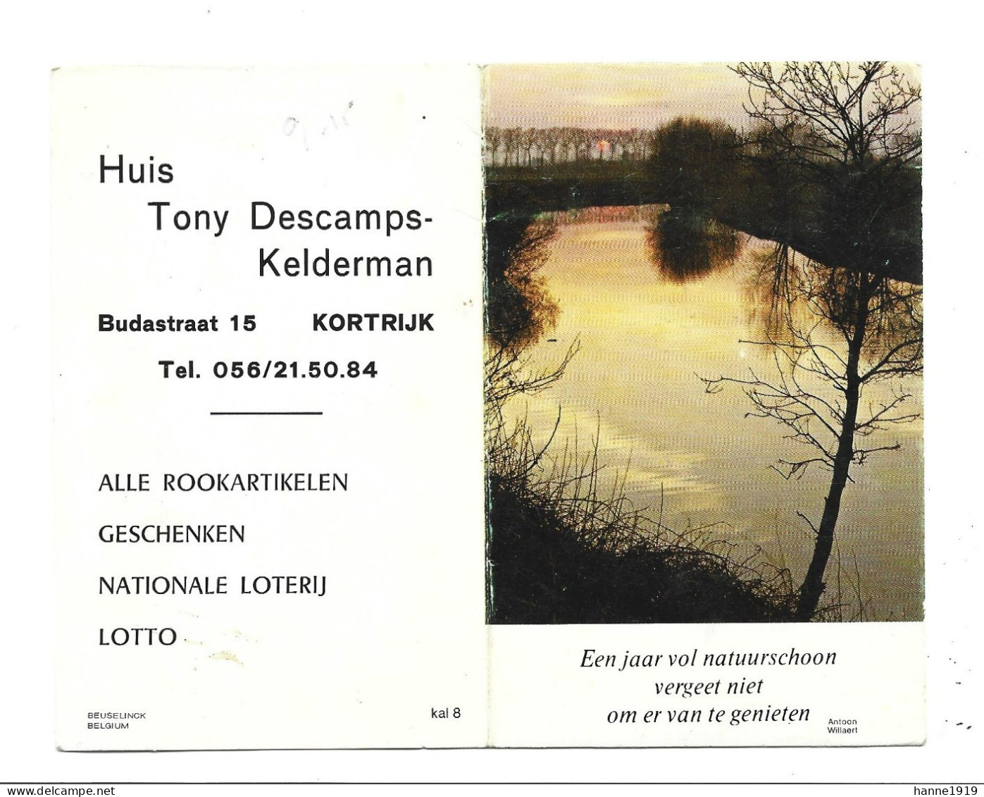 Kortrijk Budastraat Huis Tony Descamps Kelderman Kalender 1979 Calendrier Htje - Petit Format : 1971-80