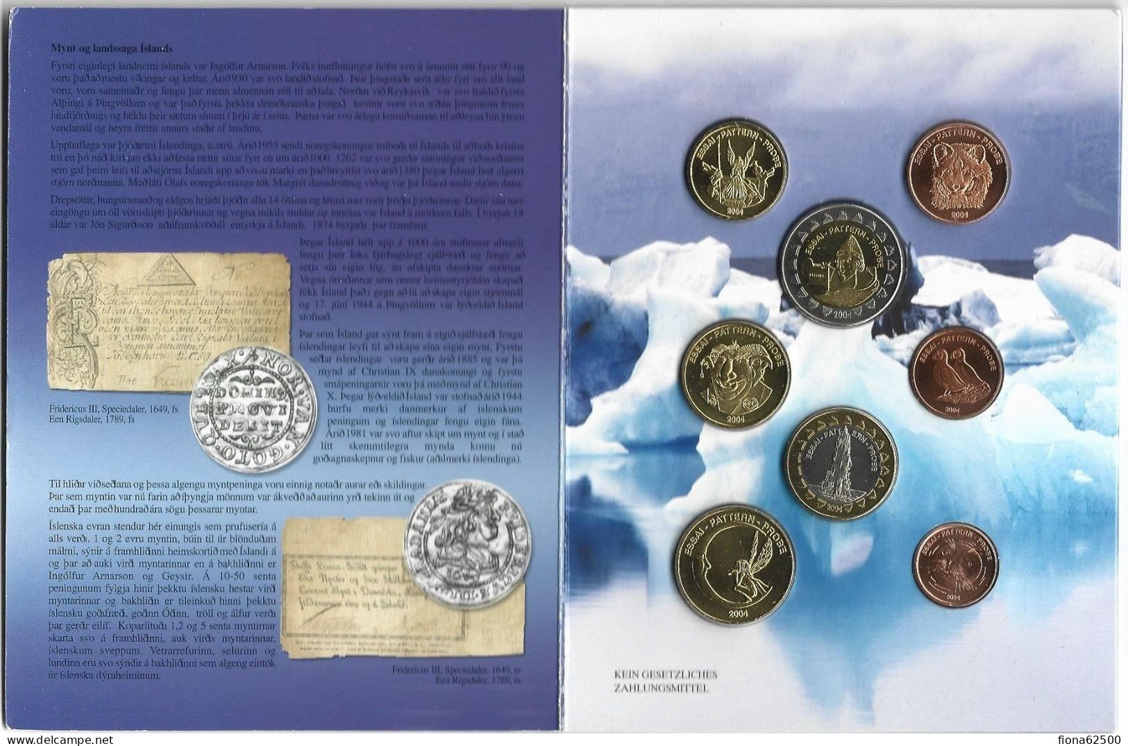 SERIE € ESSAIS 2004 . ISLANDS. - Private Proofs / Unofficial