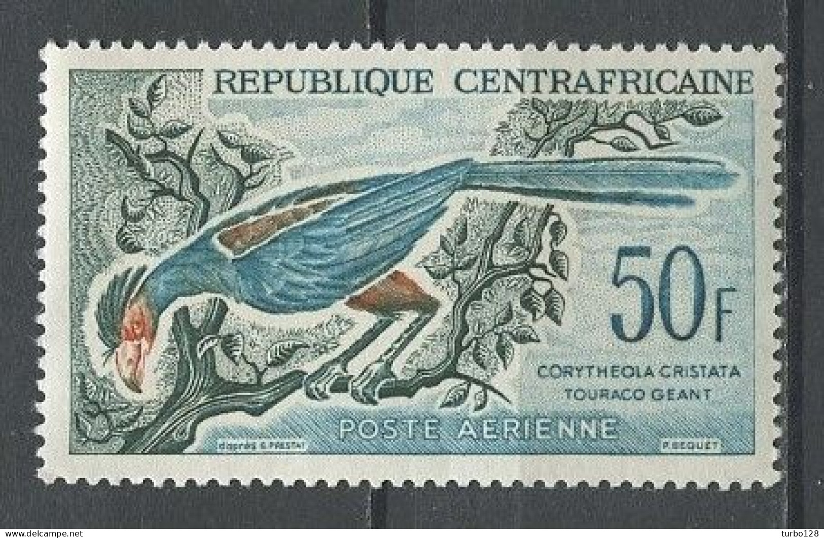 CENTRAFRICAINE 1963 PA 7 ** Neuf MNH Superbe C 3 € Oiseau Bird Touraco Géant Animaux - Central African Republic