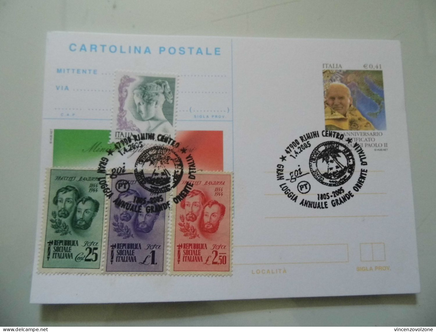Cartolina Postale "Grande Annuale Grande Oriente D'Italia, Rimini 2005" - 2001-10: Marcofilie