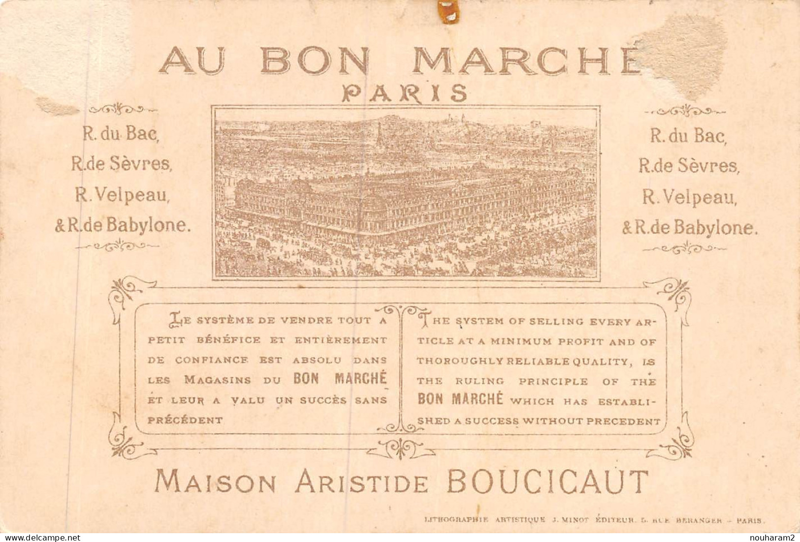 MA-2024-027. MAGASIN AU BON MARCHE PARIS. CADET ROUSSEL A TROIS CHEVEUX CHANSON DORE - Au Bon Marché