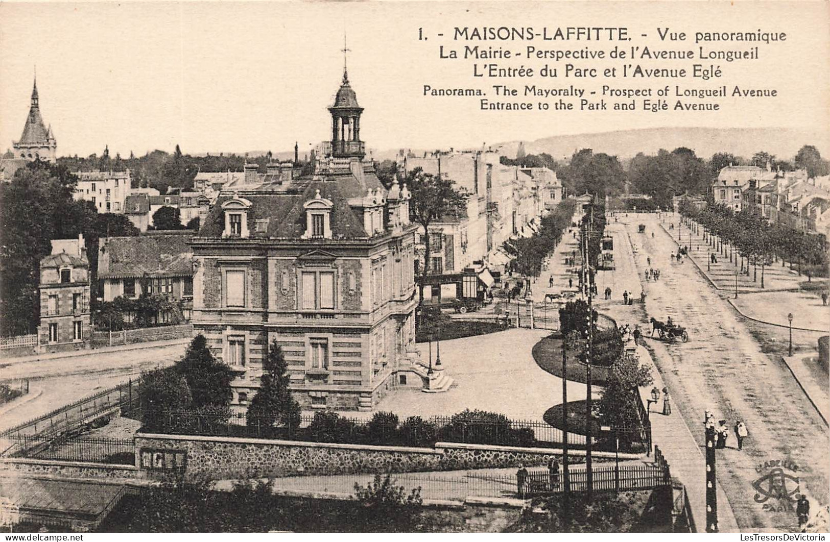 FRANCE - Maison Lafitte - Vue Panoramique - La Mairie - Perspective De L'Avenue Longueil - Carte Postale Ancienne - Maisons-Laffitte