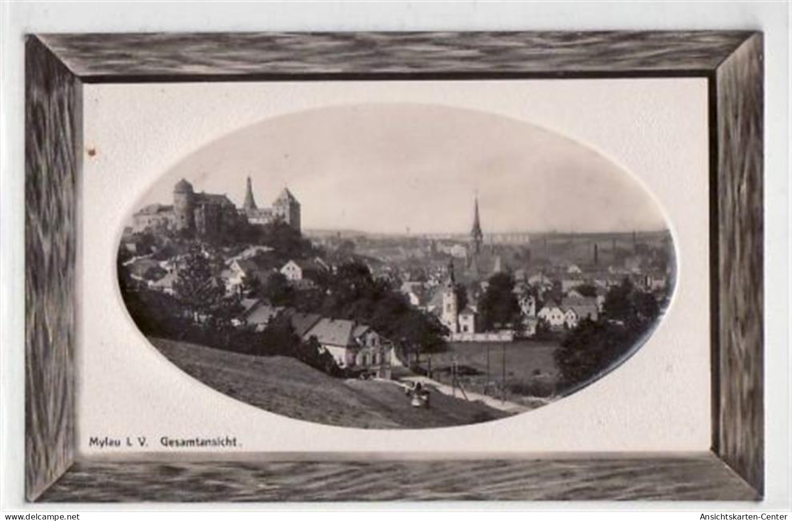 39039401 - Mylau, Passepartoutkarte Mit Gesamtansicht Gelaufen Von 1911. Gute Erhaltung. - Mylau