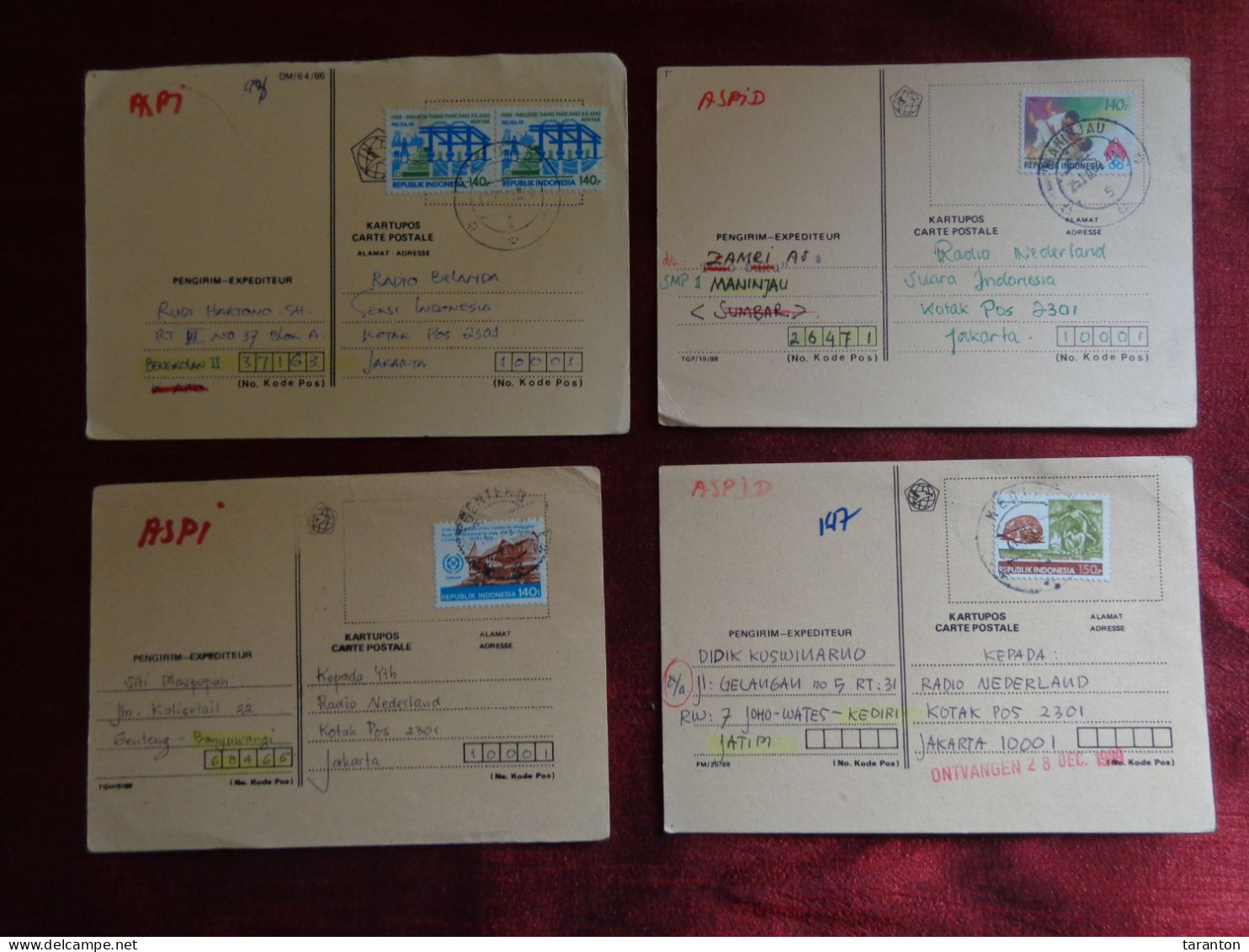 1989 - 4 CARDS - REPUBLIK INDONESIA, RADIO - Collections (sans Albums)