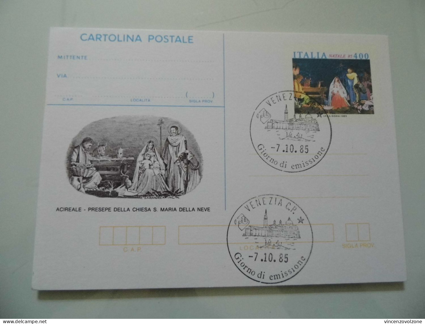 Cartolina Postale "NATALE 1985" Annulli Filiatelici - 1981-90: Marcophilie