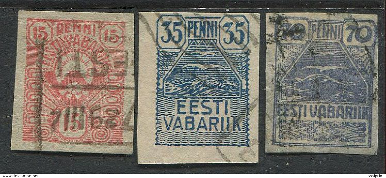 Estonia:Used Stamps 15 Pence, 35 Pence And 70 Pence, 1919 - Estonia