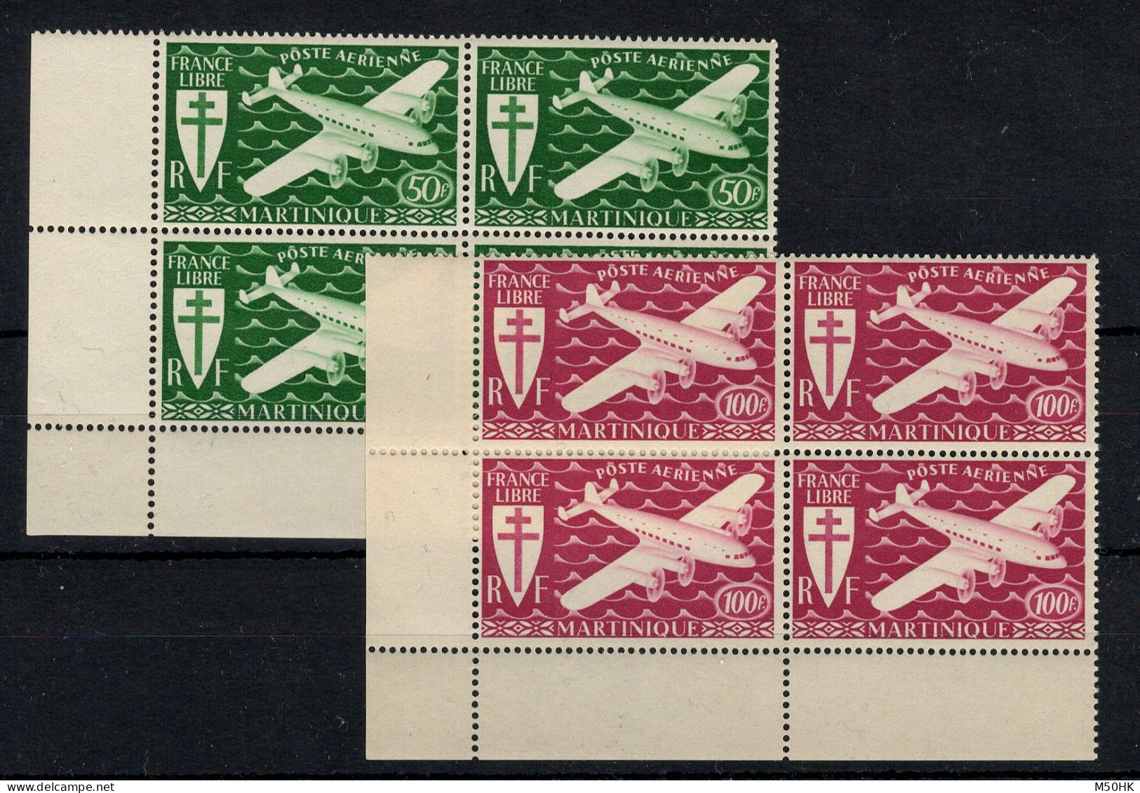 Martinique - YV PA 4 & 5 N** MNH Luxe Complète Londres En Blocs De 4 CdF , Cote 15 Euros - Luftpost