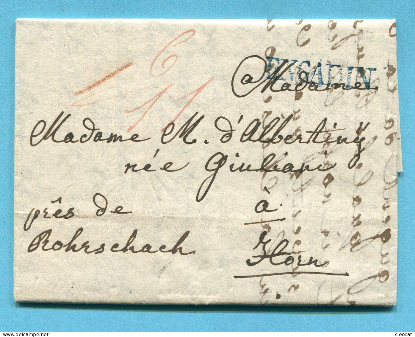 Faltbrief Von Samaden Nach Horn 1841, Gestempelt ENGADIN - ...-1845 Prephilately