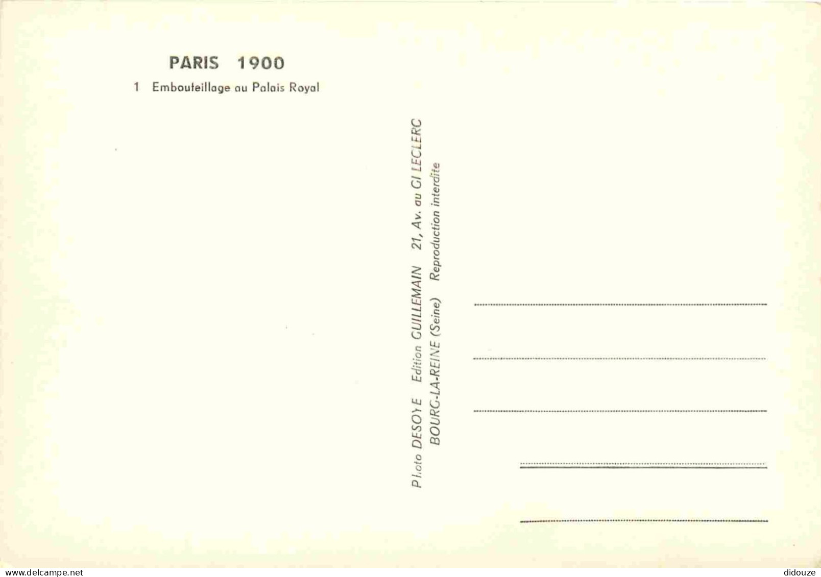 Reproduction CPA - 75 Paris - Embouteillage Au Palais Royal - Automobiles - Omnibus - Paris 1900 - 1 - CPM - Carte Neuve - Ohne Zuordnung