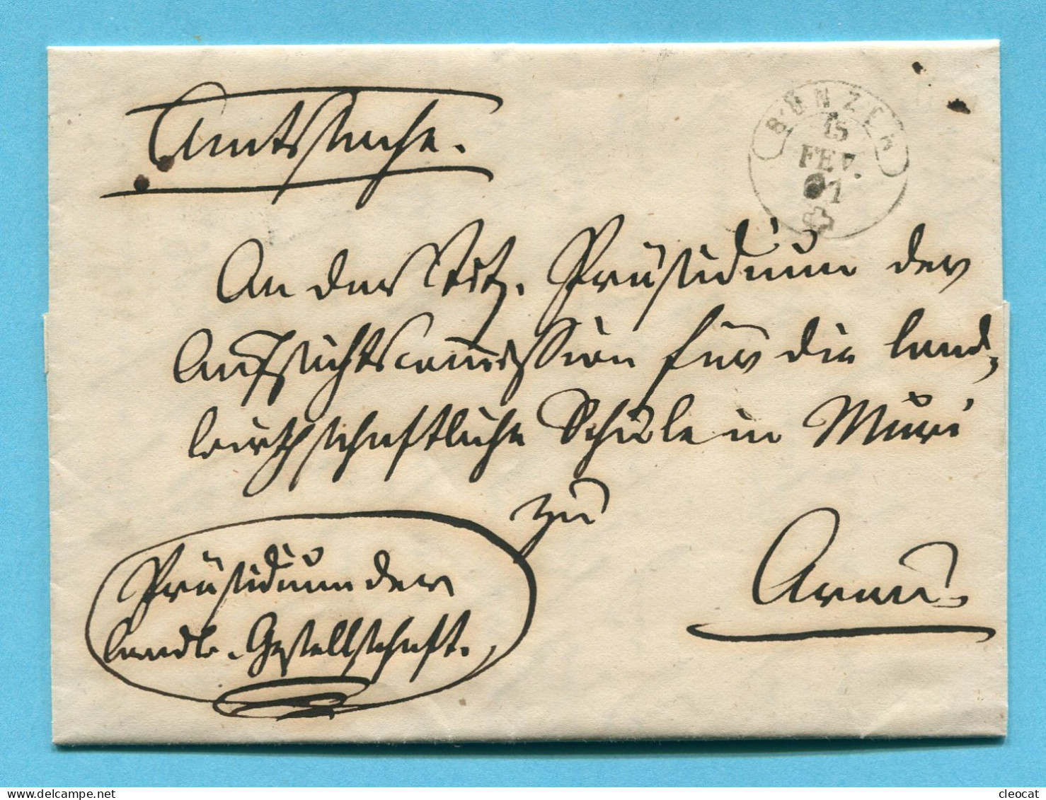 Faltbrief Von Bünzen Nach Aarau 1861 - ...-1845 Precursores
