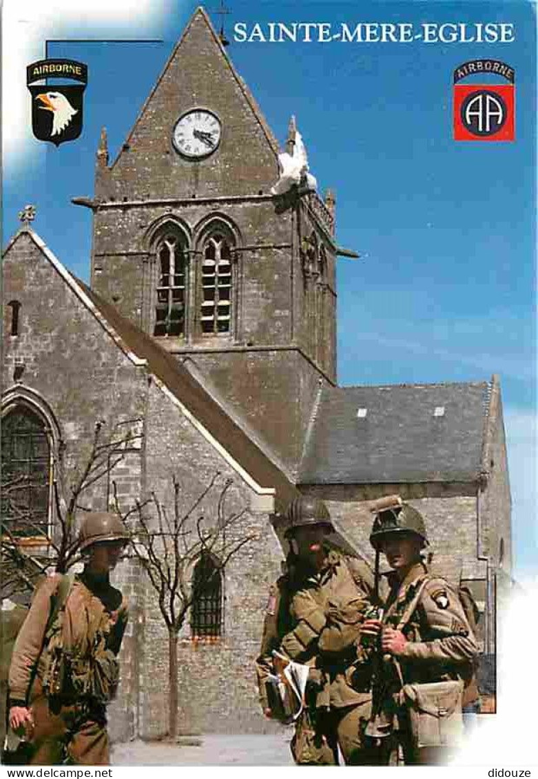 50 - Sainte Mère Eglise - Commémoration D'un Anniversaire Du Débarquement Devant L'église Du Xllle Siècle - Soldats De L - Sainte Mère Eglise
