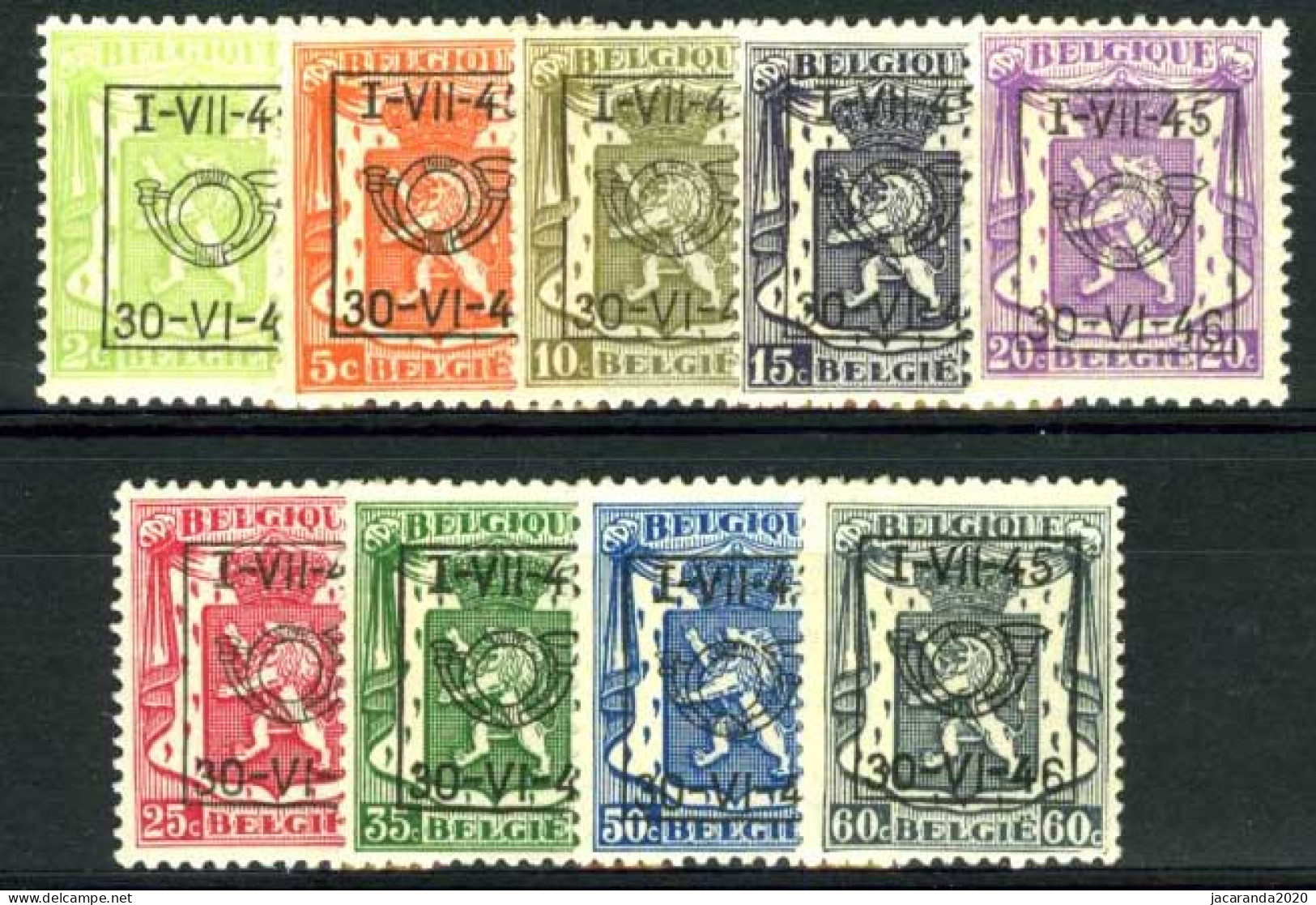 België PRE538/PRE546 ** - I-VII-45 - Reeks 29 - 9w. - MNH - Sobreimpresos 1936-51 (Sello Pequeno)