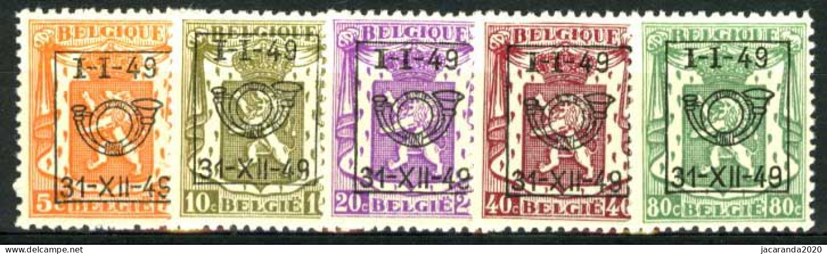België PRE589/PRE593 ** - I-I-49 - Reeks 36 - 5w. - MNH - Typografisch 1936-51 (Klein Staatswapen)
