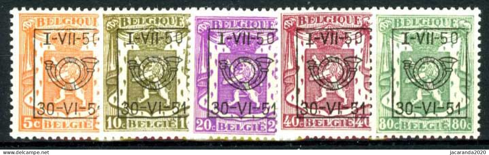 België PRE604/PRE608 ** - I-VII-50 - Reeks 39 - 5w. - MNH - Typografisch 1936-51 (Klein Staatswapen)