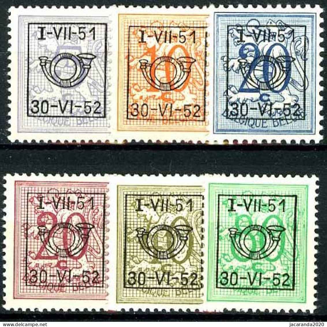 België PRE614/PRE619 ** - I-VII-51 - Reeks 41 - 6w. - MNH - Typografisch 1951-80 (Cijfer Op Leeuw)