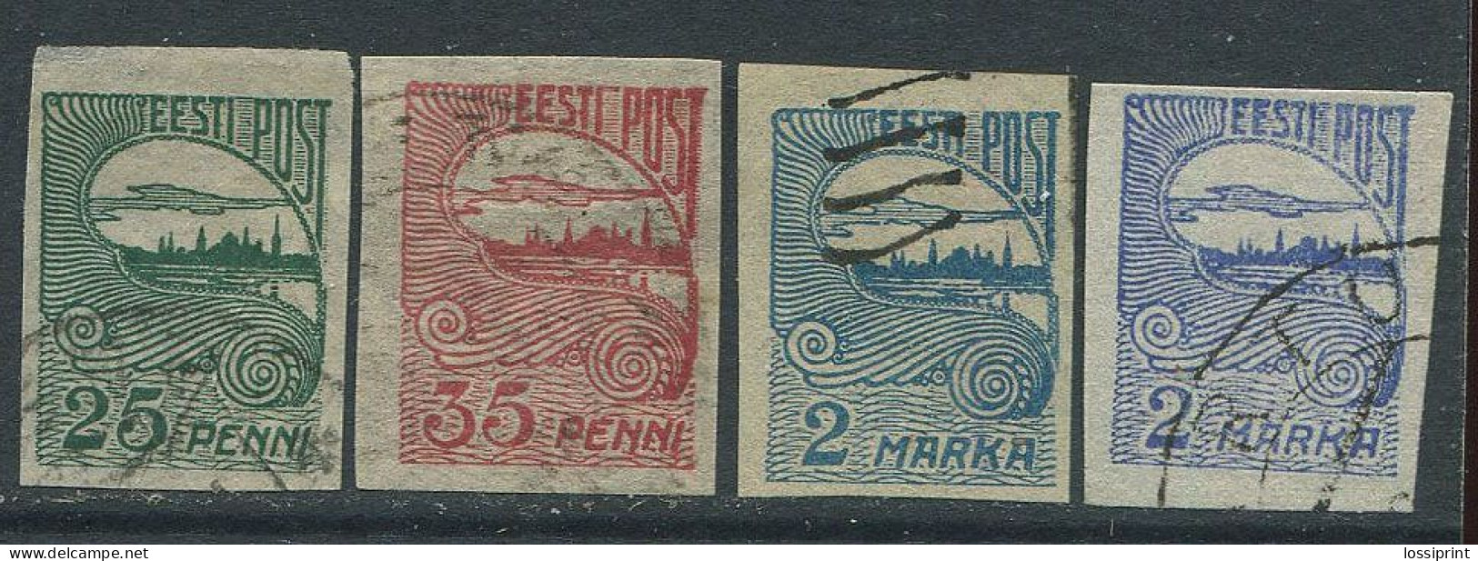 Estonia:Used Stamps Tallinn Silhouettes, 25 Pence, 35 Pence And 2X2 Mark, 1920 - Estonia